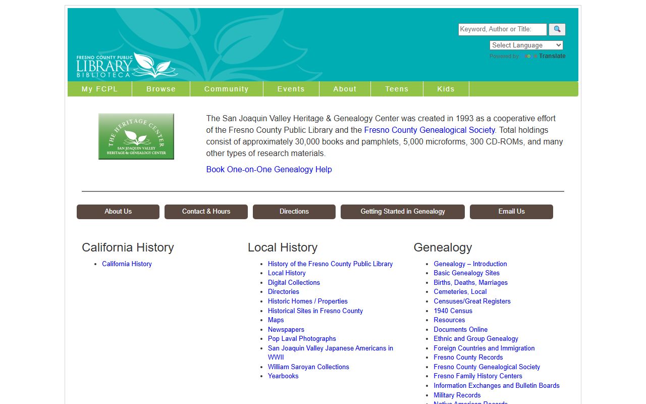 Fresno County Library Heritage and Genealogy Center