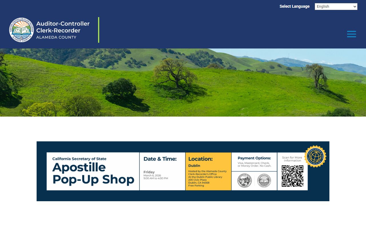 Alameda County Clerk-Recorder vital records services