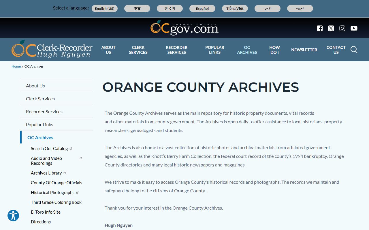 Orange County Archives collections